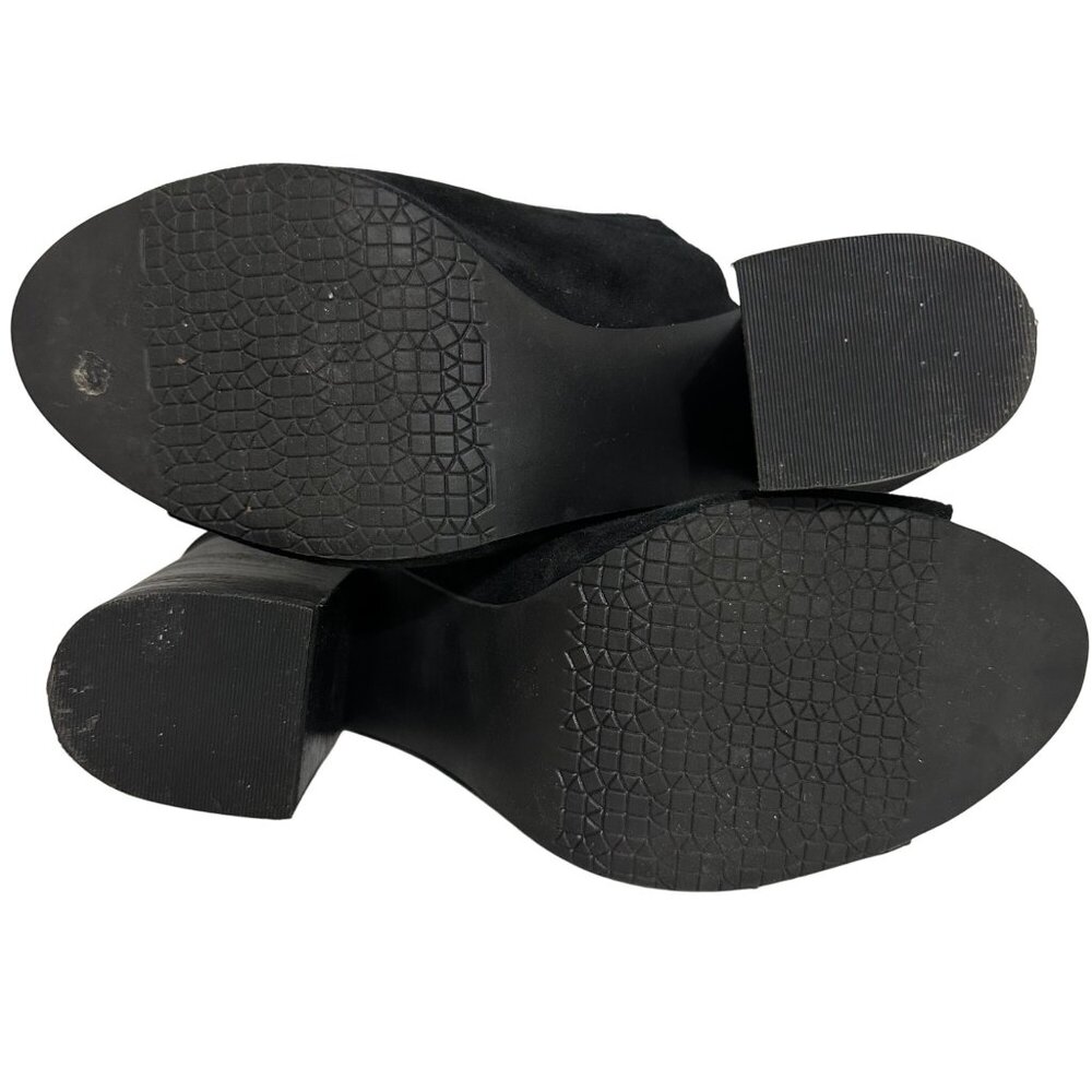 Nordstrom BP. Black Womens Suede Peep-Toe Block Heel Mules SZ 8.5M Slide Goth - Picture 6 of 11